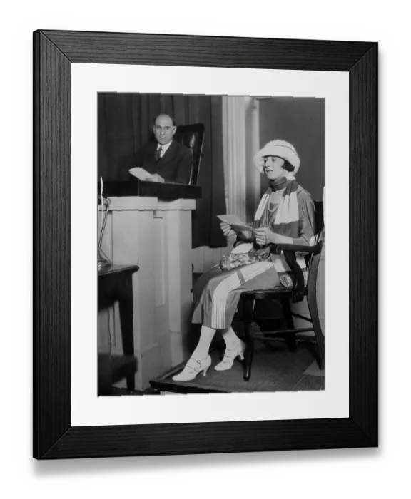 Framed Print : Jean Acker Testifying in Court Framed Print : Jean Acker Testifying in Court