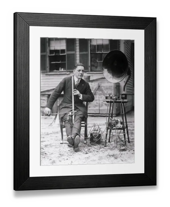 Framed Print : Joseph J McCrann Posing with Radio Apparatus Framed Print : Joseph J McCrann Posing with Radio Apparatus