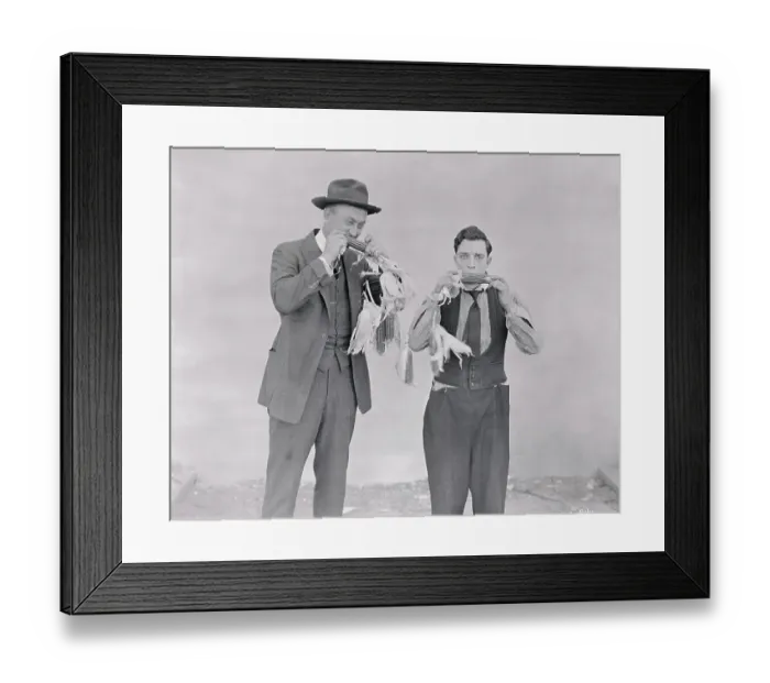 Framed Print : Ty Cobb and Buster Keaton Eating Corn on the Cob Framed Print : Ty Cobb and Buster Keaton Eating Corn on the Cob