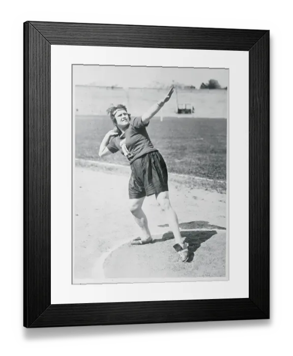 Framed Print : Bertha Stepanik in Shot Put Action Framed Print : Bertha Stepanik in Shot Put Action