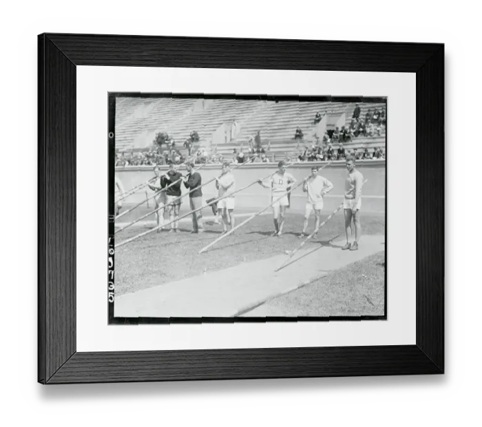 Framed Print : Line of Pole Vaulting Contestants Framed Print : Line of Pole Vaulting Contestants