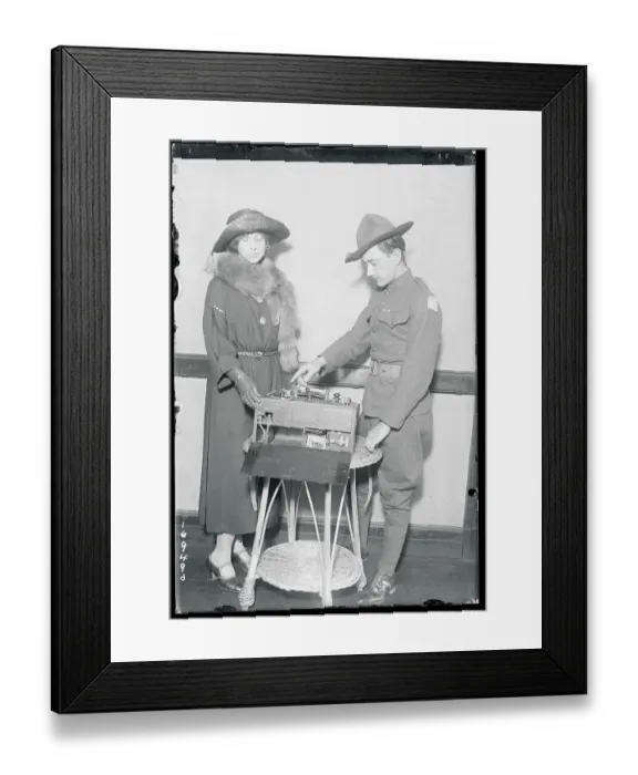 Framed Print : Soldier Demonstrating English Trench Radio Set Framed Print : Soldier Demonstrating English Trench Radio Set