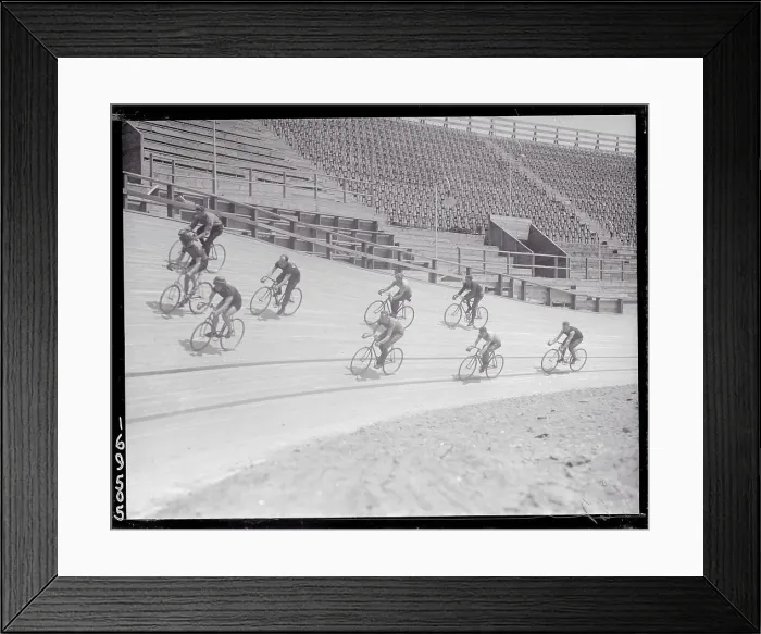 Framed Print : Bike Riders Training at New York Velodrome Framed Print : Bike Riders Training at New York Velodrome