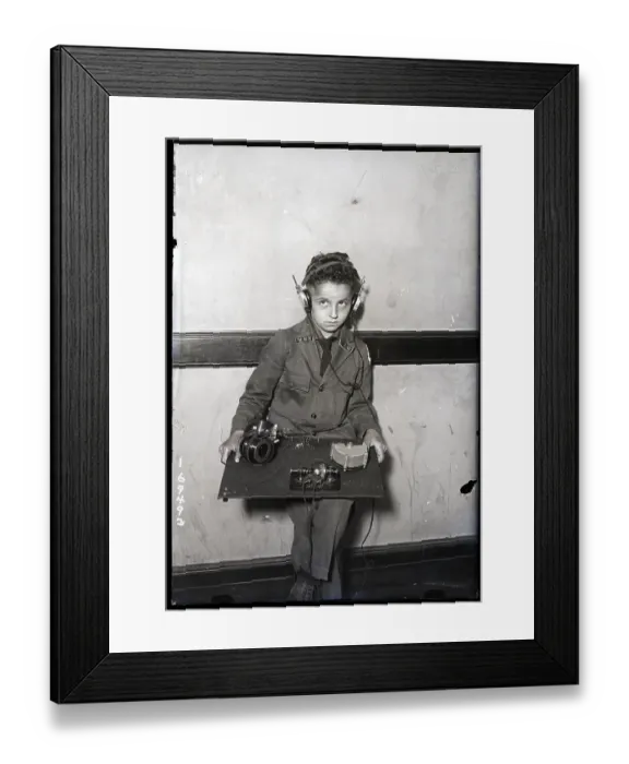 Framed Print : Boy Operates First Radio Built Shown Framed Print : Boy Operates First Radio Built Shown