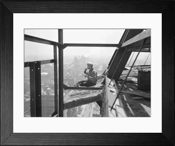 Framed Print : Painter Eating Lunch High Above Framed Print : Painter Eating Lunch High Above
