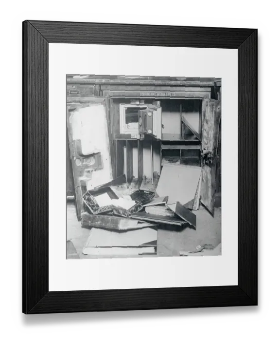 Framed Print : Wreckage of Safe in Royal Insurance Company Office Framed Print : Wreckage of Safe in Royal Insurance Company Office