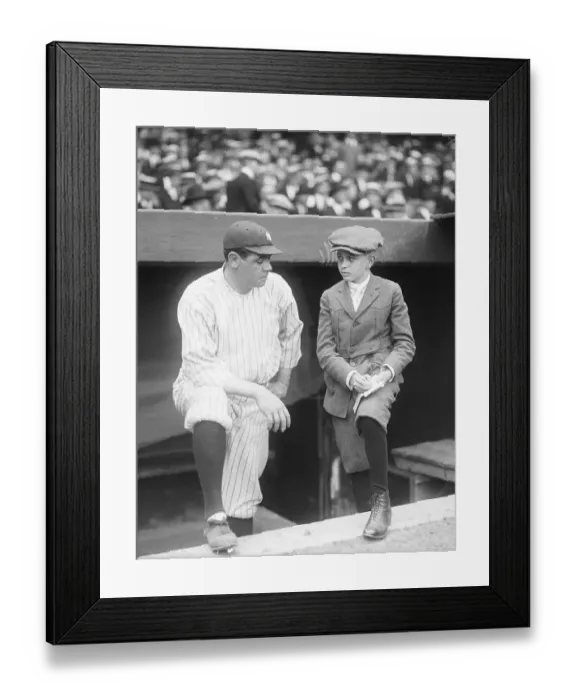 Framed Print : Boy Journalist Interviewing Babe Ruth Framed Print : Boy Journalist Interviewing Babe Ruth