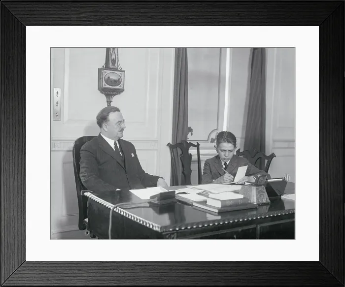 Framed Print : Boy Interviewing the Mayor