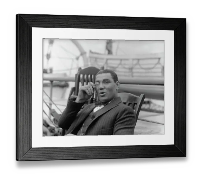 Framed Print : Jack Dempsey Sitting on Deck Framed Print : Jack Dempsey Sitting on Deck