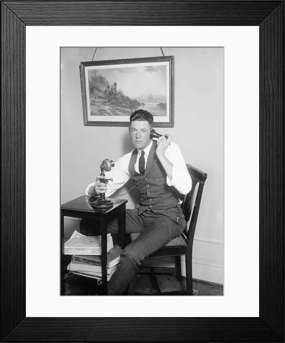 Framed Print : Yankee Bob Meusel on Telephone Framed Print : Yankee Bob Meusel on Telephone