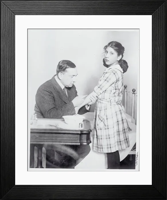Framed Print : Girl Being Tested for Diphtheria Framed Print : Girl Being Tested for Diphtheria