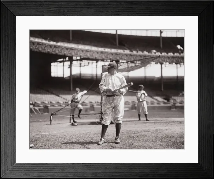 Framed Print : Babe Ruth and Teammates Practicing on Field Framed Print : Babe Ruth and Teammates Practicing on Field