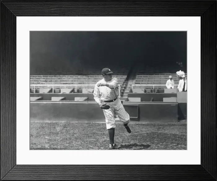Framed Print : Babe Ruth in Baseball Action