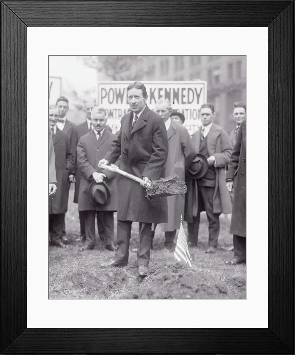 Framed Print : George McAneny Holding a Shovel