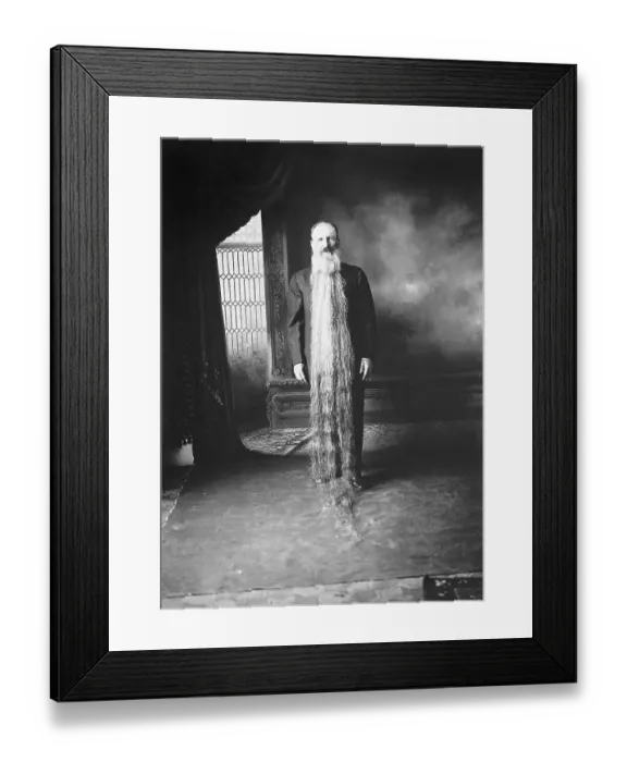 Framed Print : Man with Longest Beard in World Framed Print : Man with Longest Beard in World