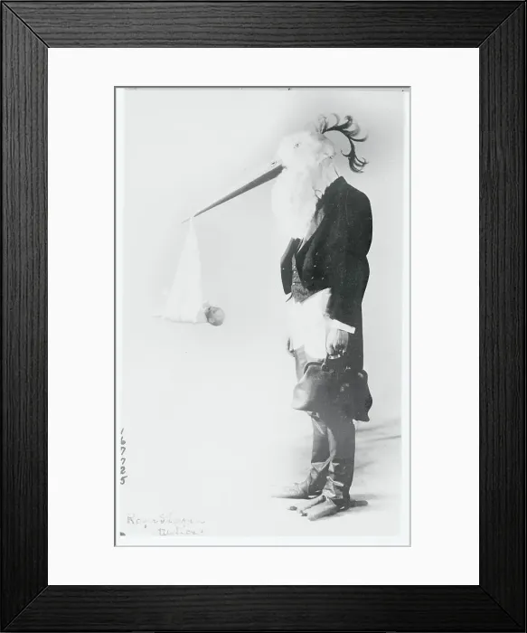 Framed Print : Man Wearing a Stork Costume Framed Print : Man Wearing a Stork Costume