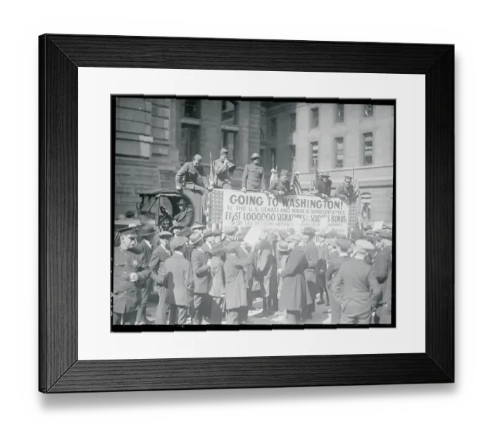 Framed Print : People Gathering by a Bonus Petition Truck Framed Print : People Gathering by a Bonus Petition Truck