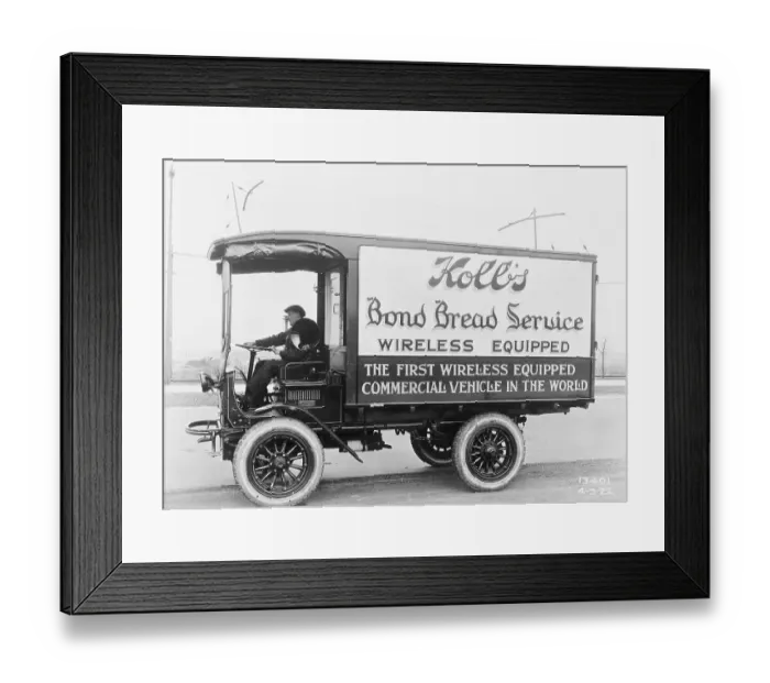 Framed Print : First Delivery Trucks with Wireless Radio Framed Print : First Delivery Trucks with Wireless Radio