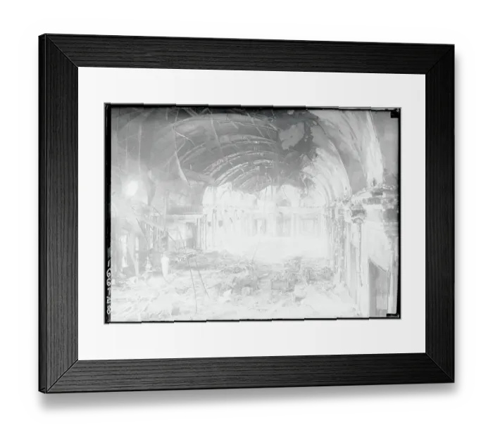Framed Print : Interior of Burnt Ballroom