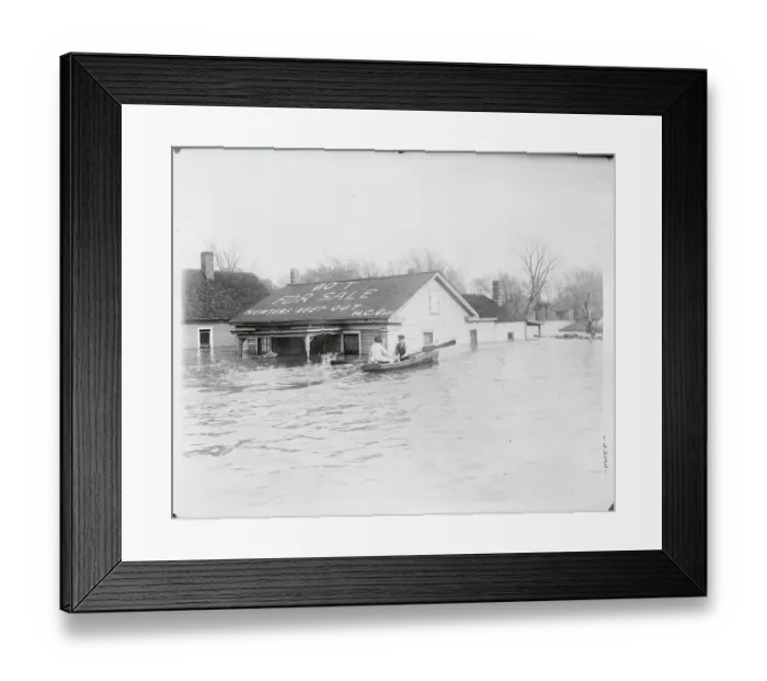 Framed Print : Rowing Through Flooded Illinois Town Framed Print : Rowing Through Flooded Illinois Town