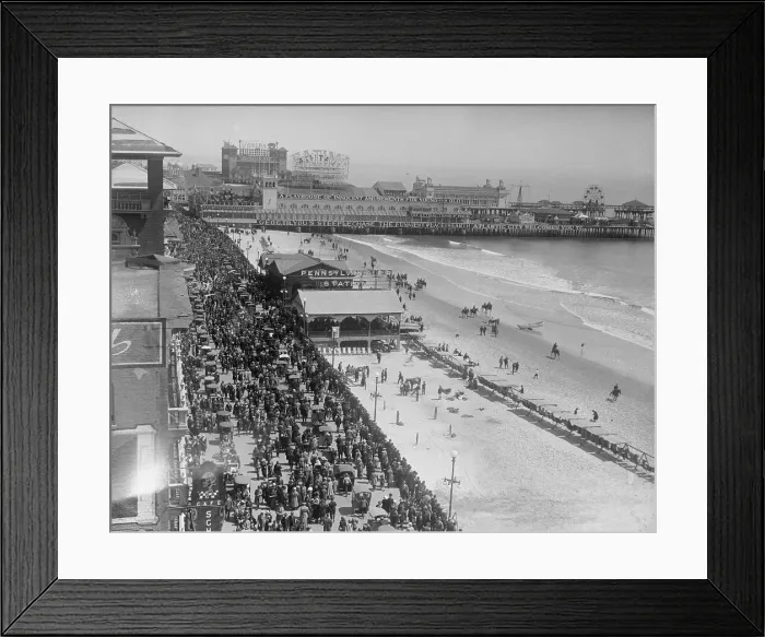 Framed Print : Aerial View of Crowds on a Boardwalk Framed Print : Aerial View of Crowds on a Boardwalk