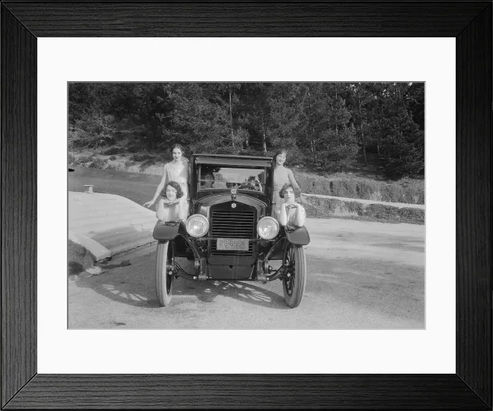 Framed Print : Denishawn Dancers Posing with Hudson Sedan Framed Print : Denishawn Dancers Posing with Hudson Sedan