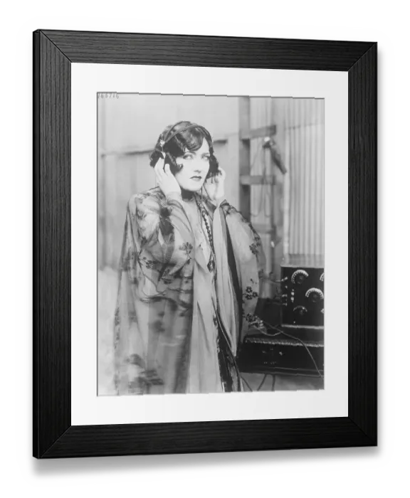 Framed Print : Gloria Swanson Listening to Radio Framed Print : Gloria Swanson Listening to Radio