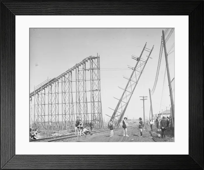Framed Print : People Watching Dismantling of Railroad Tracks Framed Print : People Watching Dismantling of Railroad Tracks