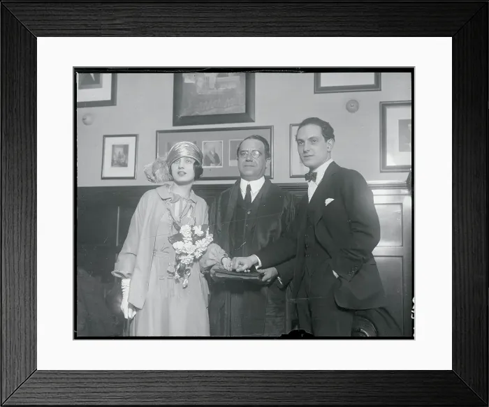 Framed Print : Joseph Schildkraut and Elsie Bartlett Porter with Judge Framed Print : Joseph Schildkraut and Elsie Bartlett Porter with Judge