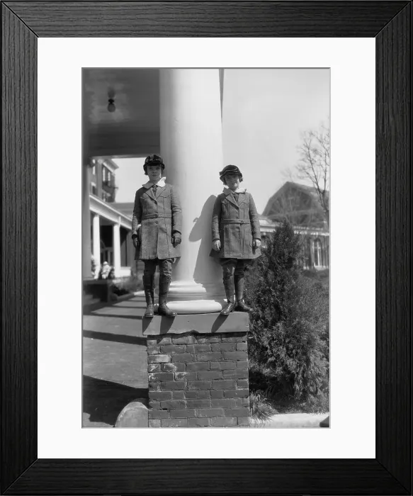 Framed Print : Two girl (8-12 years) posib by column. Hot Springs, Virginia, USA. April 05, 1922 Framed Print : Two girl (8-12 years) posib by column. Hot Springs, Virginia, USA. April 05, 1922