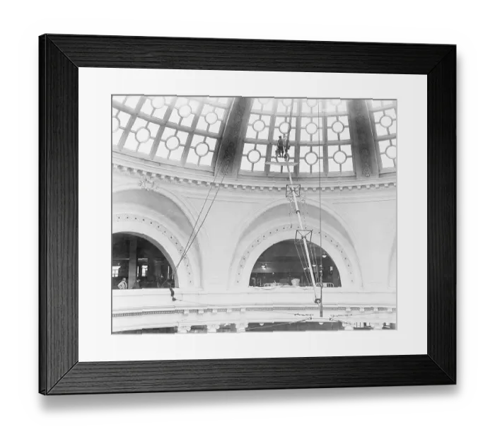Framed Print : Painter Using Scaffolding