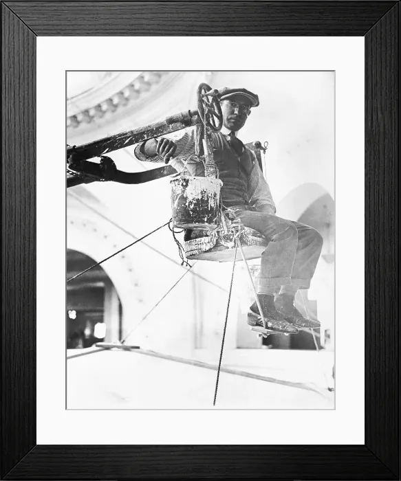 Framed Print : Painter Sitting on Scaffolding Framed Print : Painter Sitting on Scaffolding