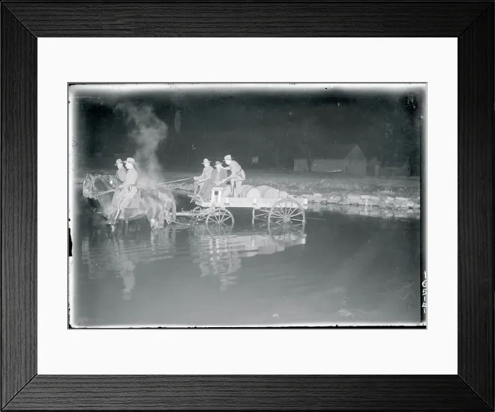 Framed Print : Wagon Crashing into a River Framed Print : Wagon Crashing into a River
