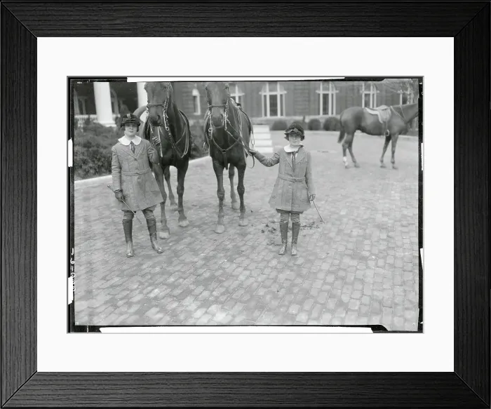 Framed Print : Two Children with Their Horses Framed Print : Two Children with Their Horses