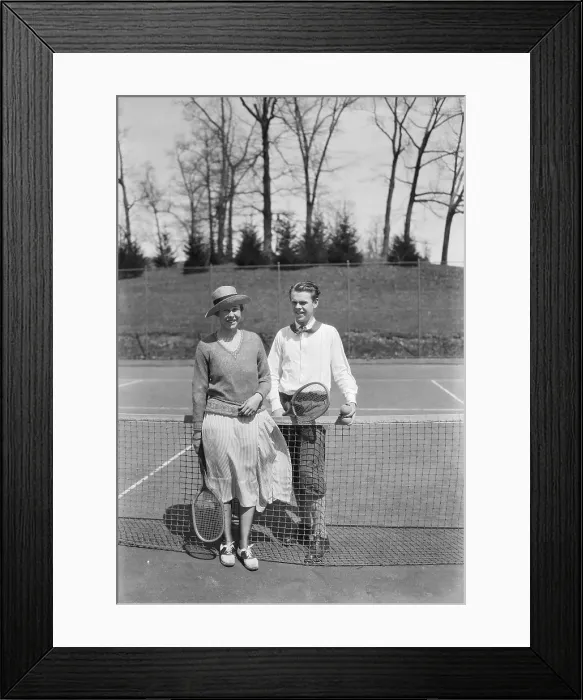 Framed Print : Brother and Sister on Tennis Court Framed Print : Brother and Sister on Tennis Court
