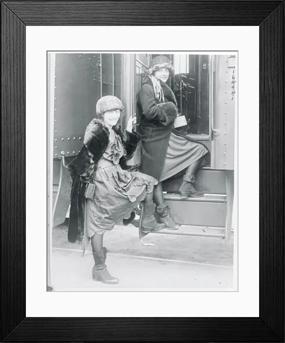 Framed Print : Two Women Posing on Steps Framed Print : Two Women Posing on Steps