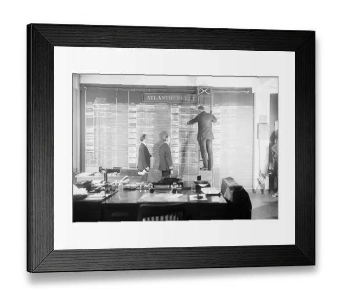 Framed Print : Roosevelt Reading Atlantic Fleet Chart Framed Print : Roosevelt Reading Atlantic Fleet Chart