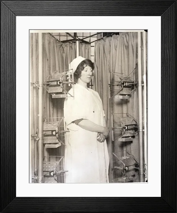 Framed Print : Women Using First Tanning Machine Framed Print : Women Using First Tanning Machine