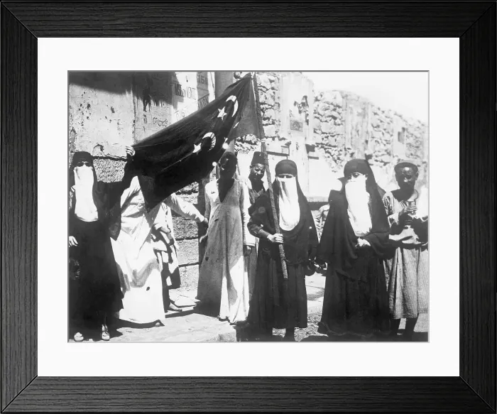 Framed Print : Egyptian Suffragists Displaying Flag Framed Print : Egyptian Suffragists Displaying Flag