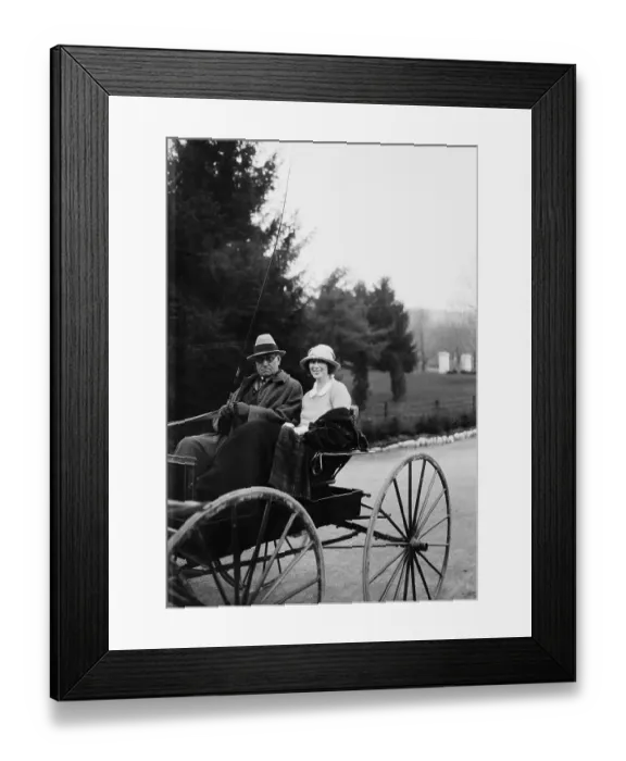 Framed Print : Couple Riding in a Carriage Framed Print : Couple Riding in a Carriage