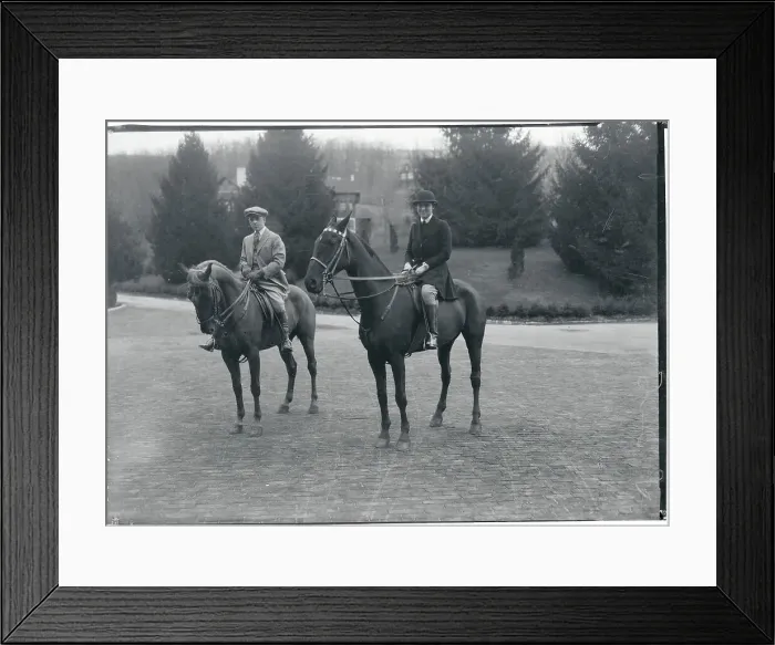 Framed Print : Two People Sitting on Horseback Framed Print : Two People Sitting on Horseback