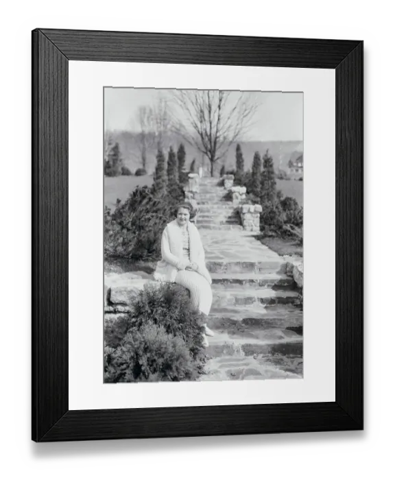 Framed Print : Mathilde McCormick Relaxing on Park Steps Framed Print : Mathilde McCormick Relaxing on Park Steps