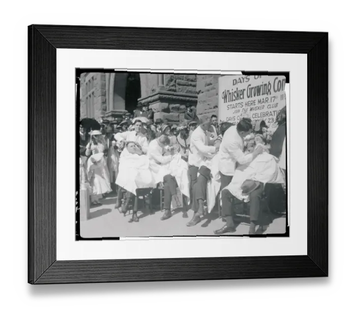 Framed Print : Men Getting a Shave Framed Print : Men Getting a Shave