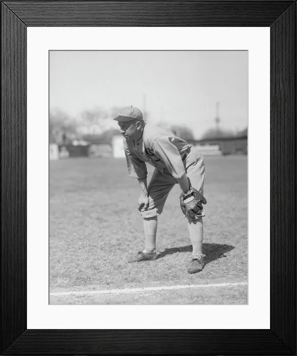 Framed Print : Baseball Player Eddie Collins in Catching Position Framed Print : Baseball Player Eddie Collins in Catching Position