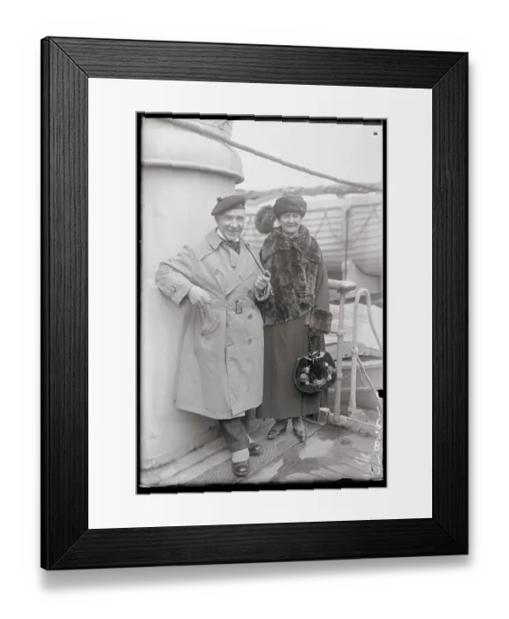 Framed Print : British Singer Harry Lauder and Wife on Ship Deck Framed Print : British Singer Harry Lauder and Wife on Ship Deck
