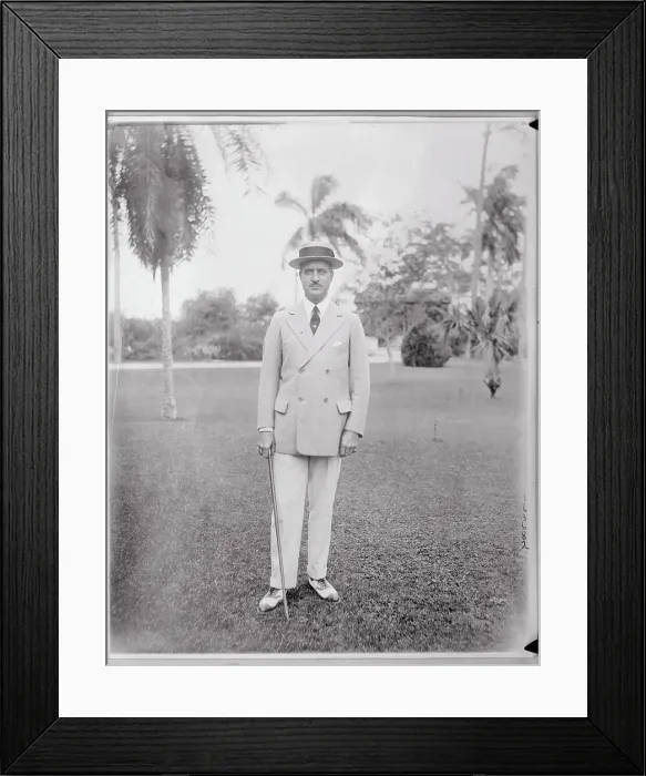 Framed Print : Entrepreneur Howard Heins Posing Outside with Cane Framed Print : Entrepreneur Howard Heins Posing Outside with Cane