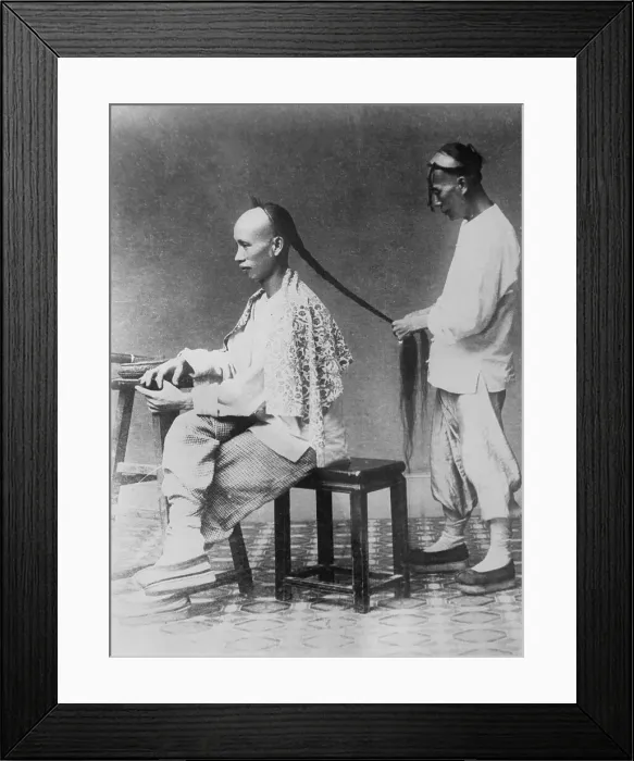 Framed Print : Man Braiding Long Hair of Another Man Framed Print : Man Braiding Long Hair of Another Man