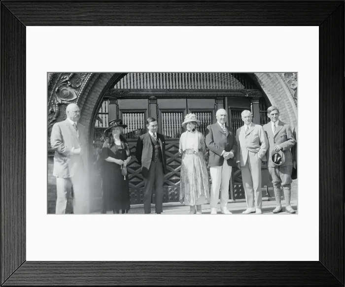 Framed Print : Warren G. Harding and Wife Posing with Friends