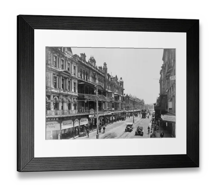 Framed Print : View of Vehicles and Pedestrians on City Street Framed Print : View of Vehicles and Pedestrians on City Street