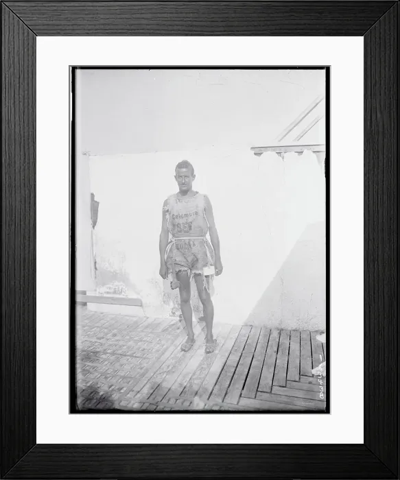 Framed Print : Caleb Bragg Wearing Burlap Sack Framed Print : Caleb Bragg Wearing Burlap Sack